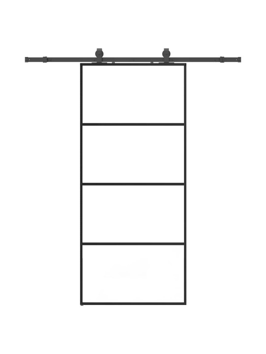 Liukuovi asennustarvikkeilla musta 90x205 cm ESG lasi