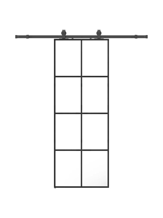 Liukuovi asennustarvikkeilla musta 76x205 cm ESG lasi