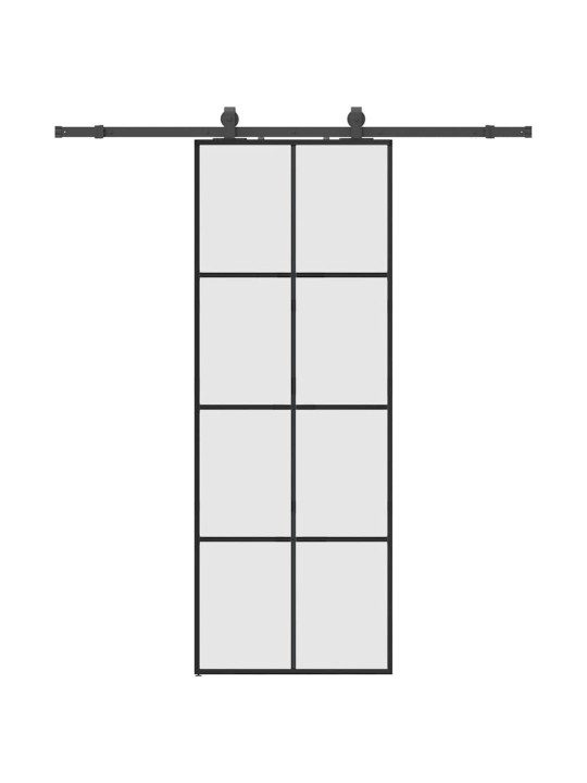 Liukuovi asennustarvikkeilla musta 76x205 cm ESG lasi