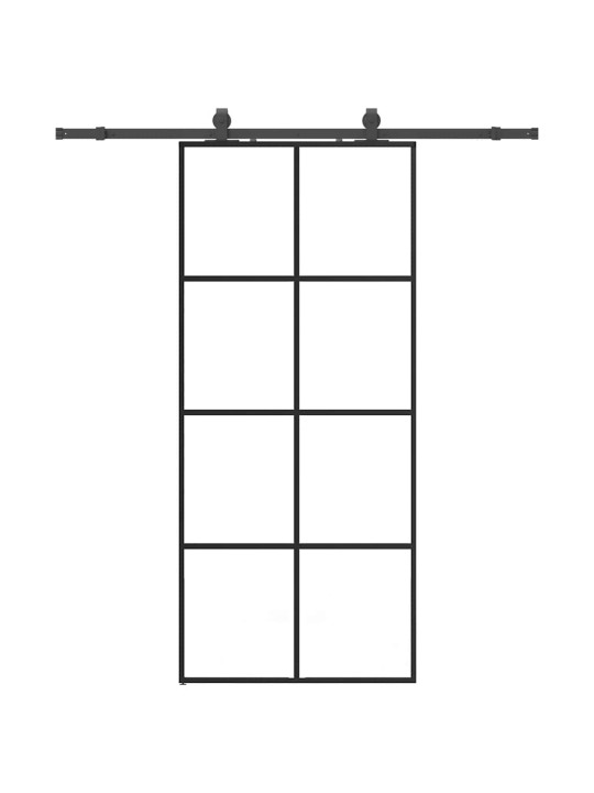 Liukuovi asennustarvikkeilla musta 90x205 cm ESG lasi
