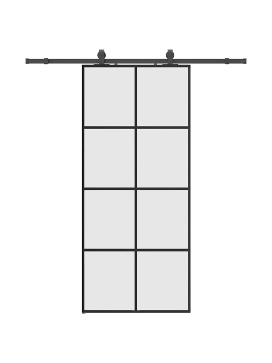 Liukuovi asennustarvikkeilla musta 90x205 cm ESG lasi