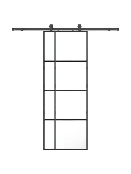 Liukuovi asennustarvikkeilla musta 76x205 cm ESG lasi