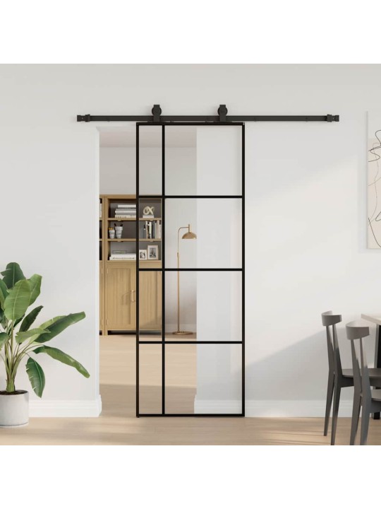 Liukuovi asennustarvikkeilla musta 76x205 cm ESG lasi