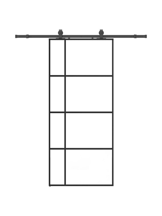 Liukuovi asennustarvikkeilla musta 90x205 cm ESG lasi