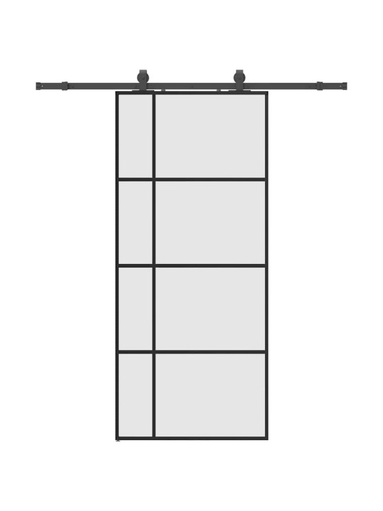 Liukuovi asennustarvikkeilla musta 90x205 cm ESG lasi