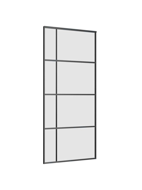 Liukuovi asennustarvikkeilla musta 90x205 cm ESG lasi
