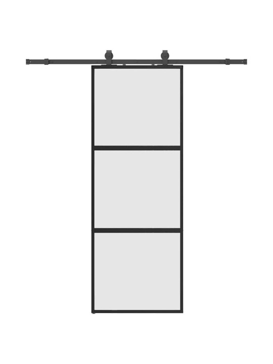 liukuovi laitteistosarjalla musta 76x205 cm karkaistu lasi