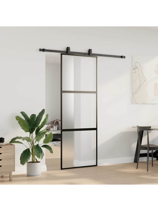 liukuovi laitteistosarjalla musta 76x205 cm karkaistu lasi