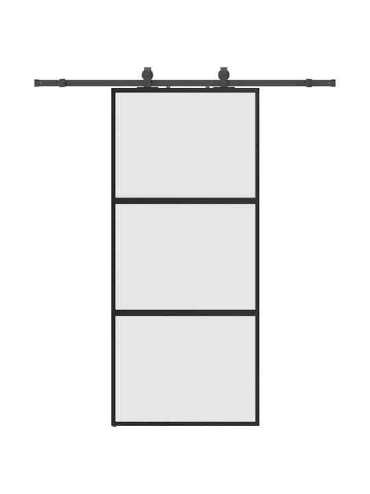 liukuovi laitteistosarjalla musta 90x205 cm karkaistu lasi