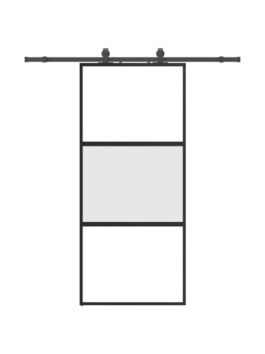 liukuovi laitteistosarjalla musta 90x205 cm karkaistu lasi