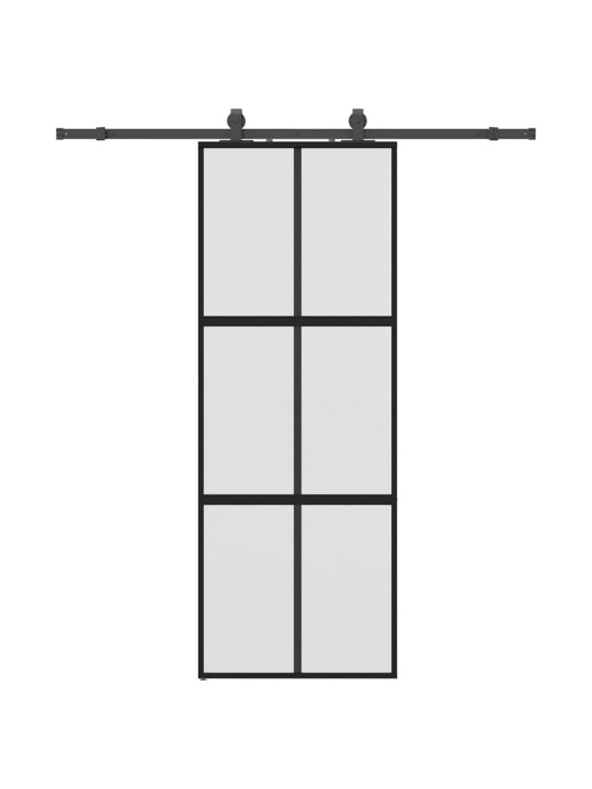 liukuovi laitteistosarjalla musta 76x205 cm karkaistu lasi