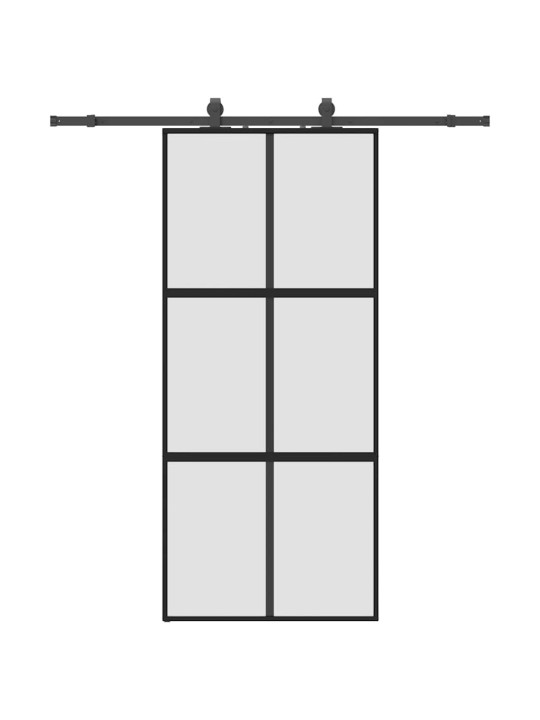 liukuovi laitteistosarjalla musta 90x205 cm karkaistu lasi