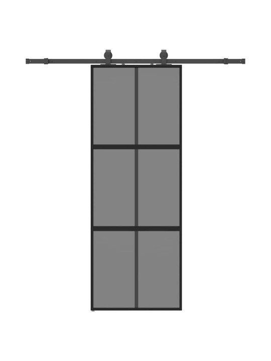 liukuovi laitteistosarjalla musta 76x205 cm karkaistu lasi