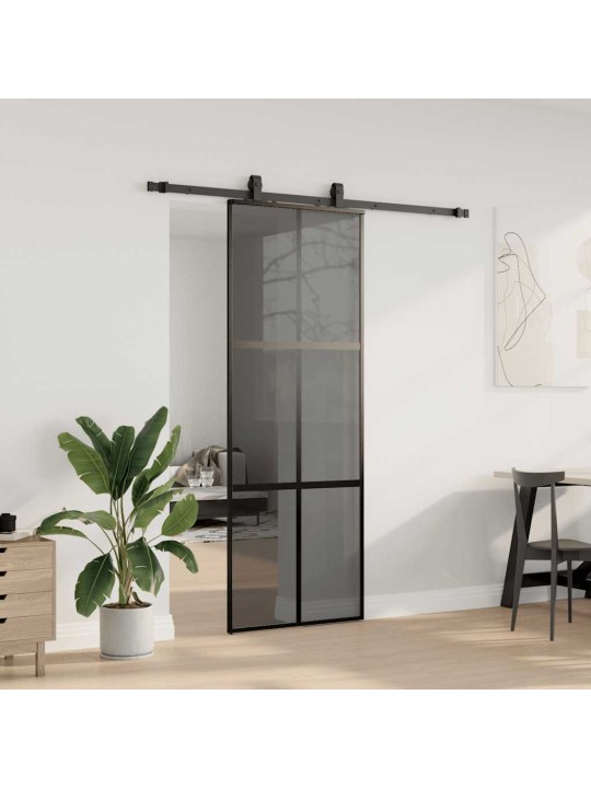liukuovi laitteistosarjalla musta 76x205 cm karkaistu lasi