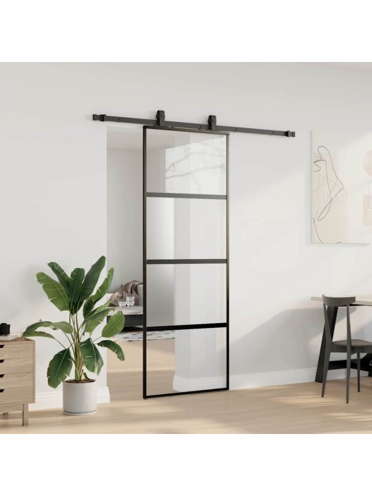 liukuovi laitteistosarjalla musta 76x205 cm karkaistu lasi