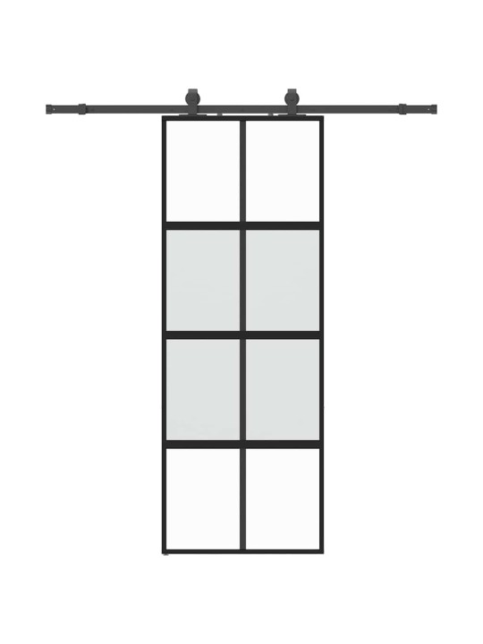 liukuovi laitteistosarjalla musta 76x205 cm karkaistu lasi