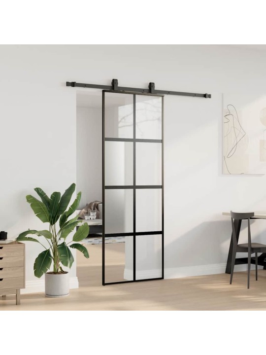 liukuovi laitteistosarjalla musta 76x205 cm karkaistu lasi