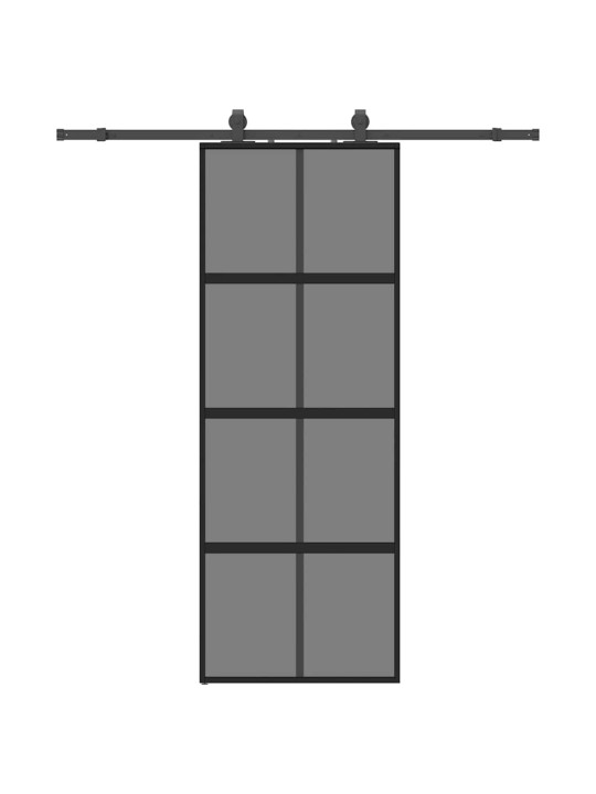 liukuovi laitteistosarjalla musta 76x205 cm karkaistu lasi