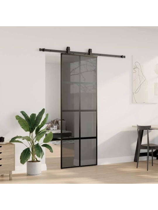 liukuovi laitteistosarjalla musta 76x205 cm karkaistu lasi