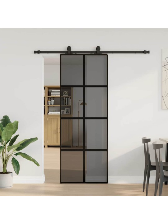 liukuovi laitteistosarjalla musta 76x205 cm karkaistu lasi