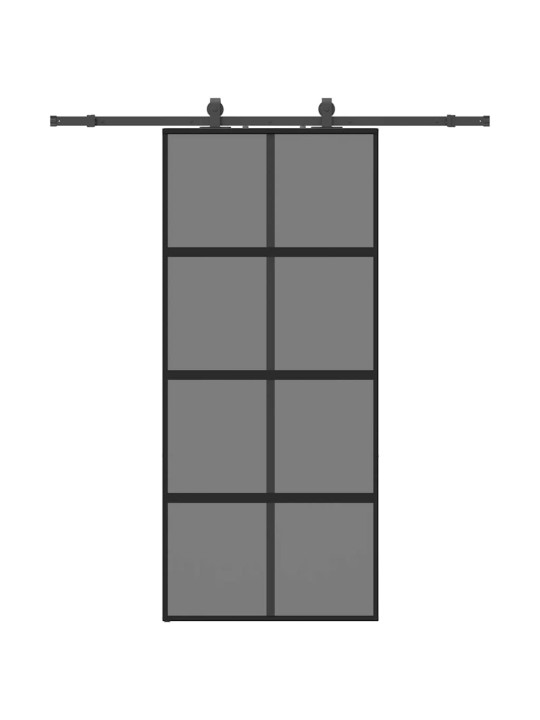 liukuovi laitteistosarjalla musta 90x205 cm karkaistu lasi