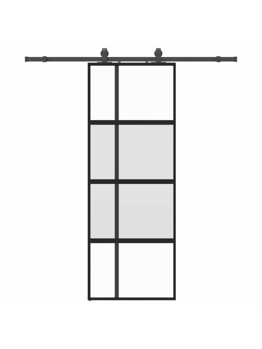 liukuovi laitteistosarjalla musta 76x205 cm karkaistu lasi