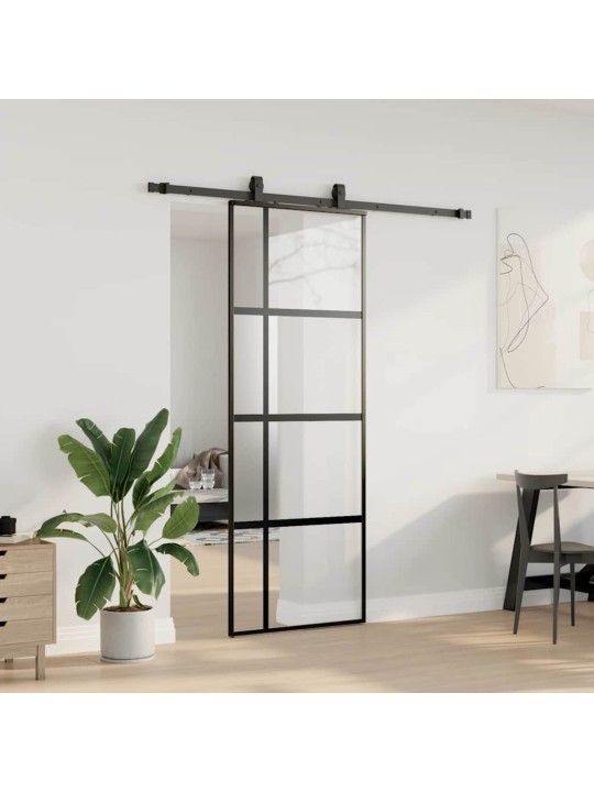 liukuovi laitteistosarjalla musta 76x205 cm karkaistu lasi