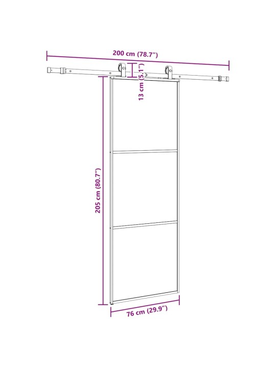 Liukuovi asennustarvikkeilla musta 76x205 cm ESG lasi