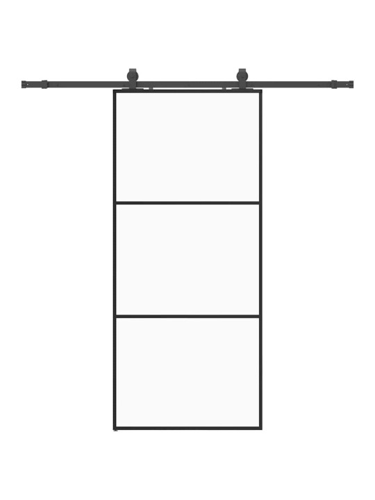 Liukuovi asennustarvikkeilla musta 90x205 cm ESG lasi