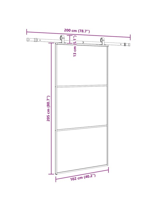 liukuovi laitteistosarjalla musta 102x205 cm ESG lasi