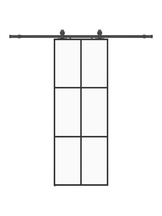 Liukuovi asennustarvikkeilla musta 76x205 cm ESG lasi