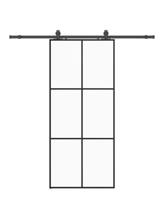 Liukuovi asennustarvikkeilla musta 90x205 cm ESG lasi