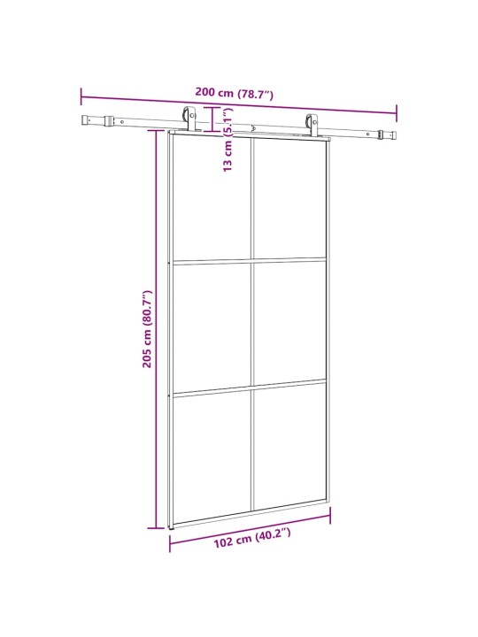 liukuovi laitteistosarjalla musta 102x205 cm ESG lasi
