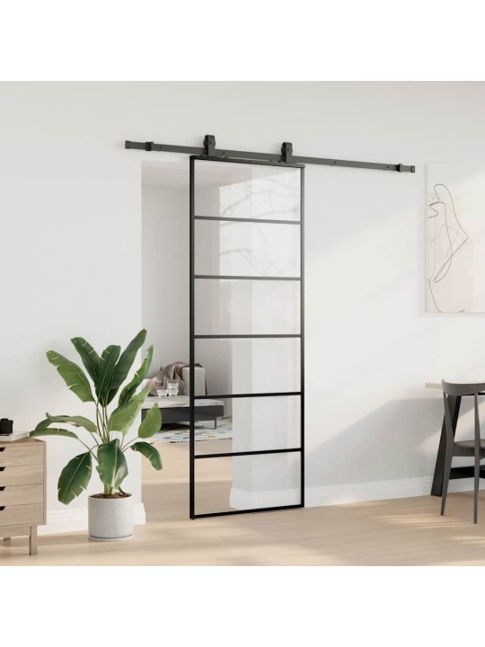 Liukuovi asennustarvikkeilla musta 76x205 cm ESG lasi