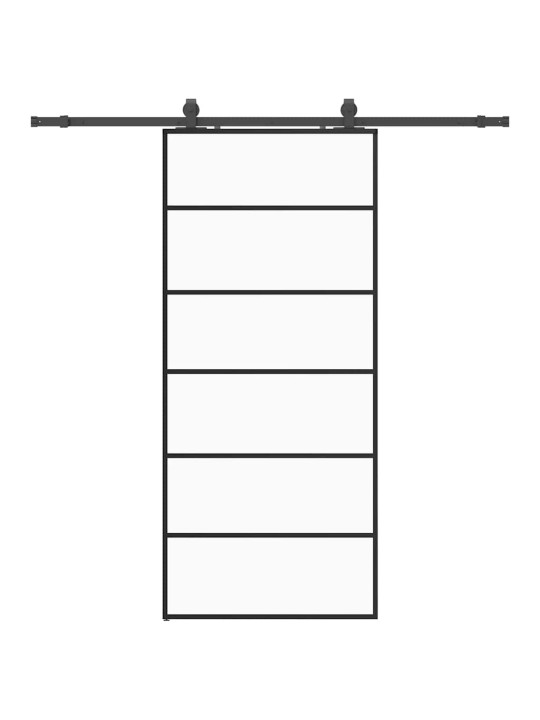 Liukuovi asennustarvikkeilla musta 90x205 cm ESG lasi