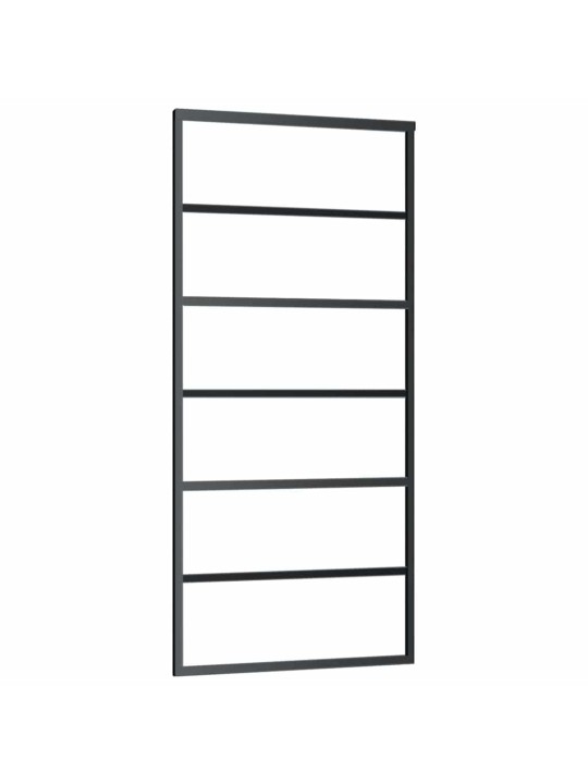 Liukuovi asennustarvikkeilla musta 90x205 cm ESG lasi