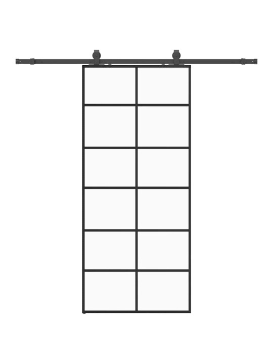 Liukuovi asennustarvikkeilla musta 90x205 cm ESG lasi