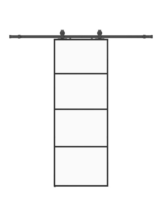 Liukuovi asennustarvikkeilla musta 76x205 cm ESG lasi