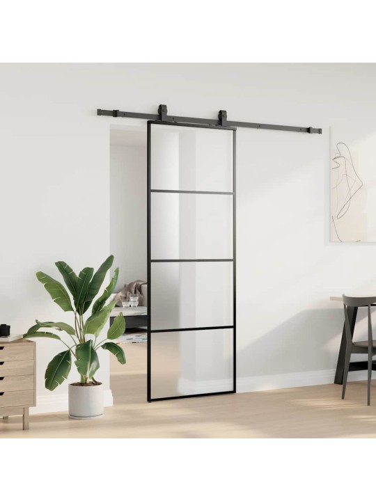 Liukuovi asennustarvikkeilla musta 76x205 cm ESG lasi