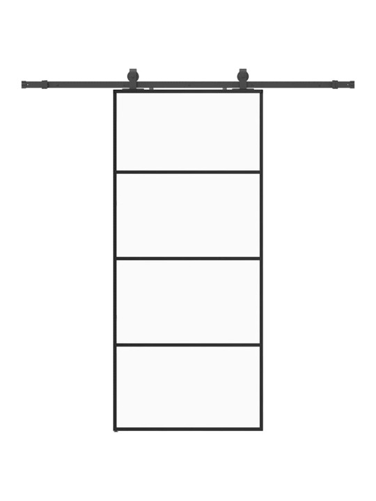 Liukuovi asennustarvikkeilla musta 90x205 cm ESG lasi