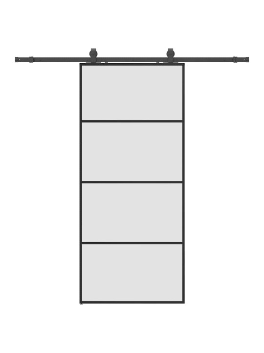 Liukuovi asennustarvikkeilla musta 90x205 cm ESG lasi