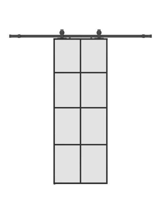 Liukuovi asennustarvikkeilla musta 76x205 cm ESG lasi