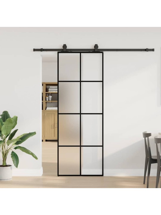 Liukuovi asennustarvikkeilla musta 76x205 cm ESG lasi