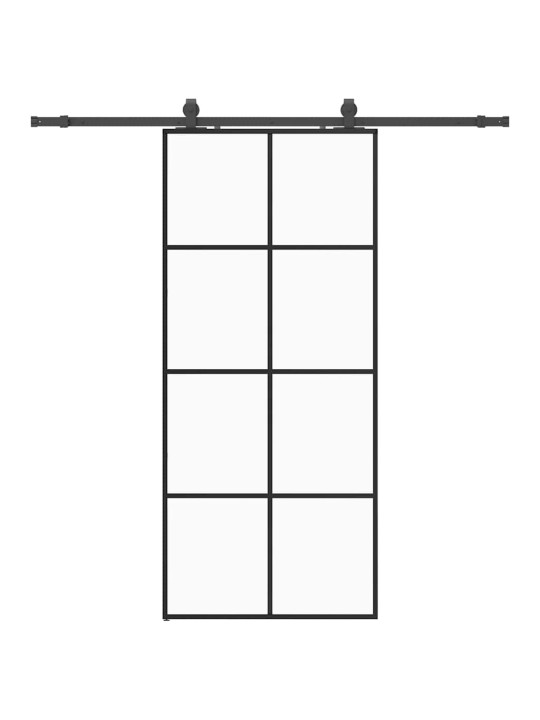 Liukuovi asennustarvikkeilla musta 90x205 cm ESG lasi