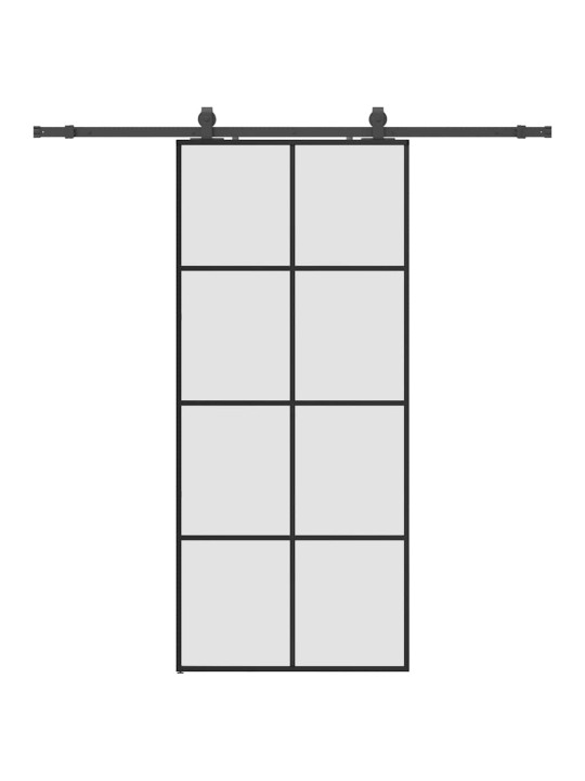 Liukuovi asennustarvikkeilla musta 90x205 cm ESG lasi