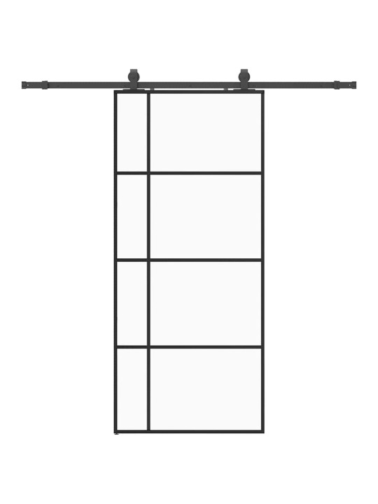 Liukuovi asennustarvikkeilla musta 90x205 cm ESG lasi