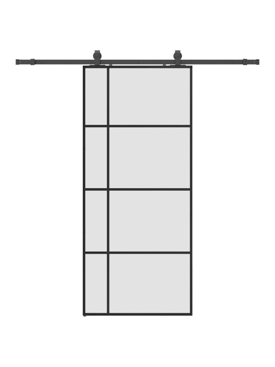 Liukuovi asennustarvikkeilla musta 90x205 cm ESG lasi