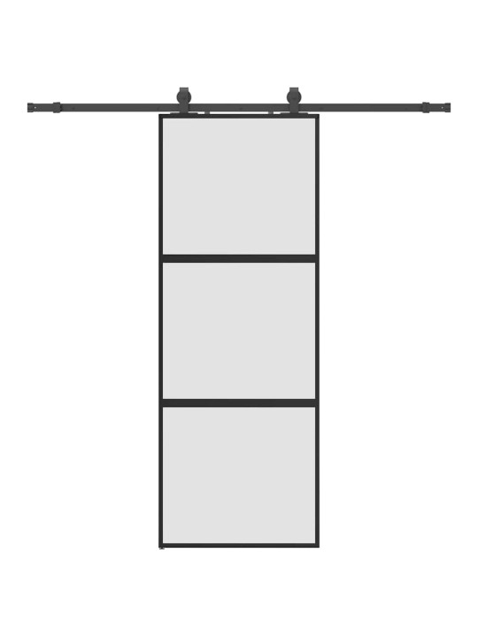 liukuovi laitteistosarjalla musta 76x205 cm karkaistu lasi