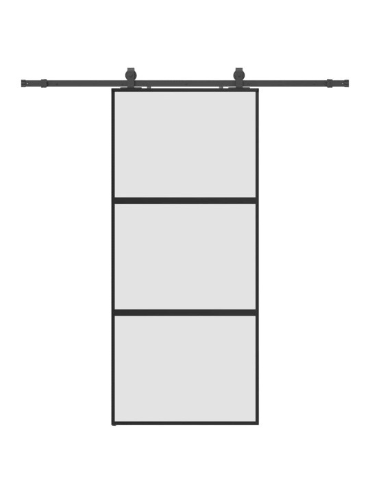 liukuovi laitteistosarjalla musta 90x205 cm karkaistu lasi