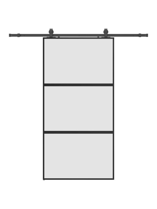 liukuovi laitteistosarjalla musta 102,5x205 cm karkaistu lasi